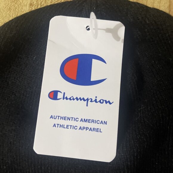 NWT Champion Beanie Winter Hat Blue Logo Script Spellout Hip Hop Streetwear - Picture 4 of 6